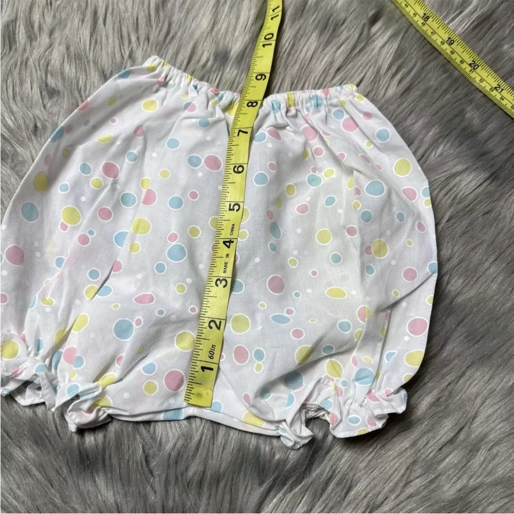 Vintage Baby Girls White Pink Blue Yellow Polka Dot Bloomers